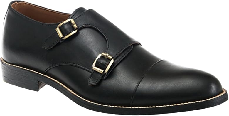 Dress Shoes for Men | Genuine Leather Shoes Double Monkstraps Cap Toe Design Comfortable Rubber Sole