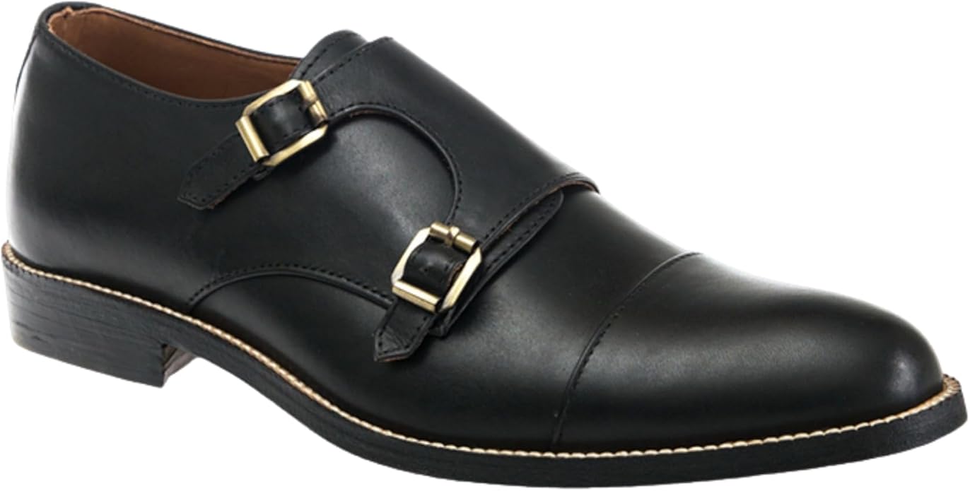 Dress Shoes for Men | Genuine Leather Shoes Double Monkstraps Cap Toe Design Comfortable Rubber Sole
