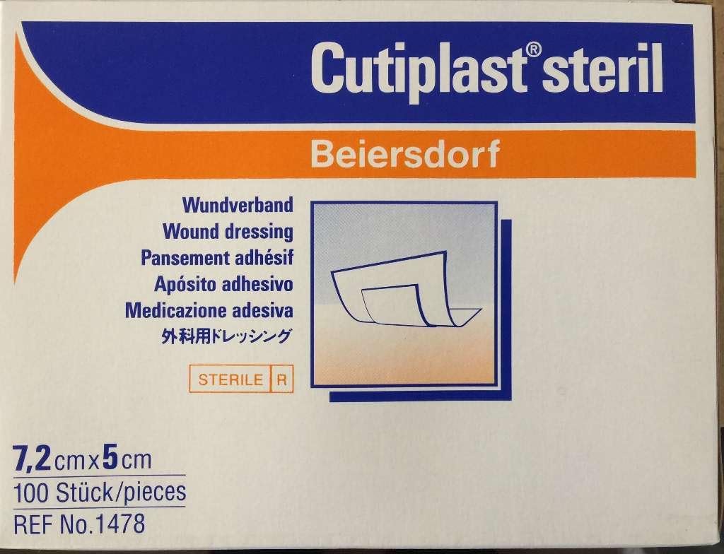 CUTIPLAST STERIL 5cm x 7.2cm CANTIDAD 100 envueltas individualmente hipoalergénico vendajes