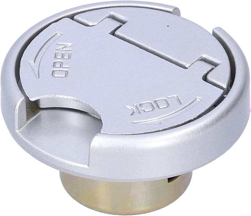 Tapa de bloqueo del tanque de gasolina, tapa de combustible de acero inoxidable con 2 teclas y flechas de operación, universal para scooter GY6 Motocicleta RUCKUS ROKETA