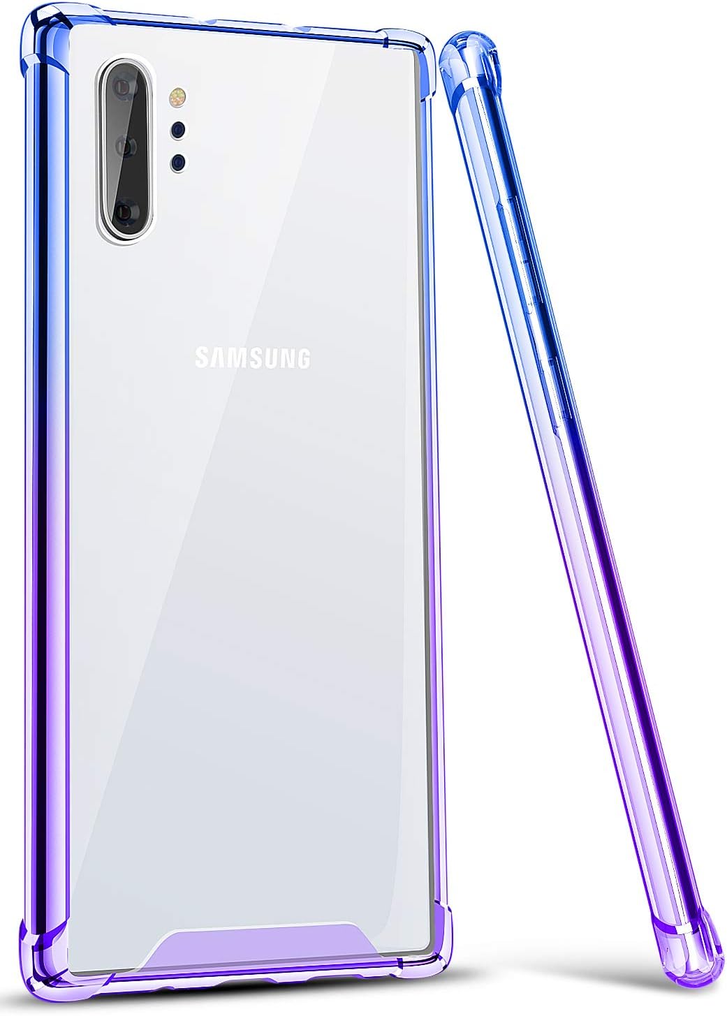 ANSIWEE Galaxy Note 10 Plus Case, Reinforced Anti Scratch Slim Cute Note 10 Plus Phone Case Cover Colorful TPU Bumper Shock Absorption Protective Cases for Samsung Galaxy Note 10 Plus (Purple Blue)