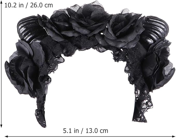 FRCOLOR Dia Dos Mortos Tiara Com Chifres Do Diabo Flor Rosa Aro de Cabelo  Aro Floral para Adereços de Fantasia de Cosplay de Halloween (Preto) :  Amazon.com.br: Moda