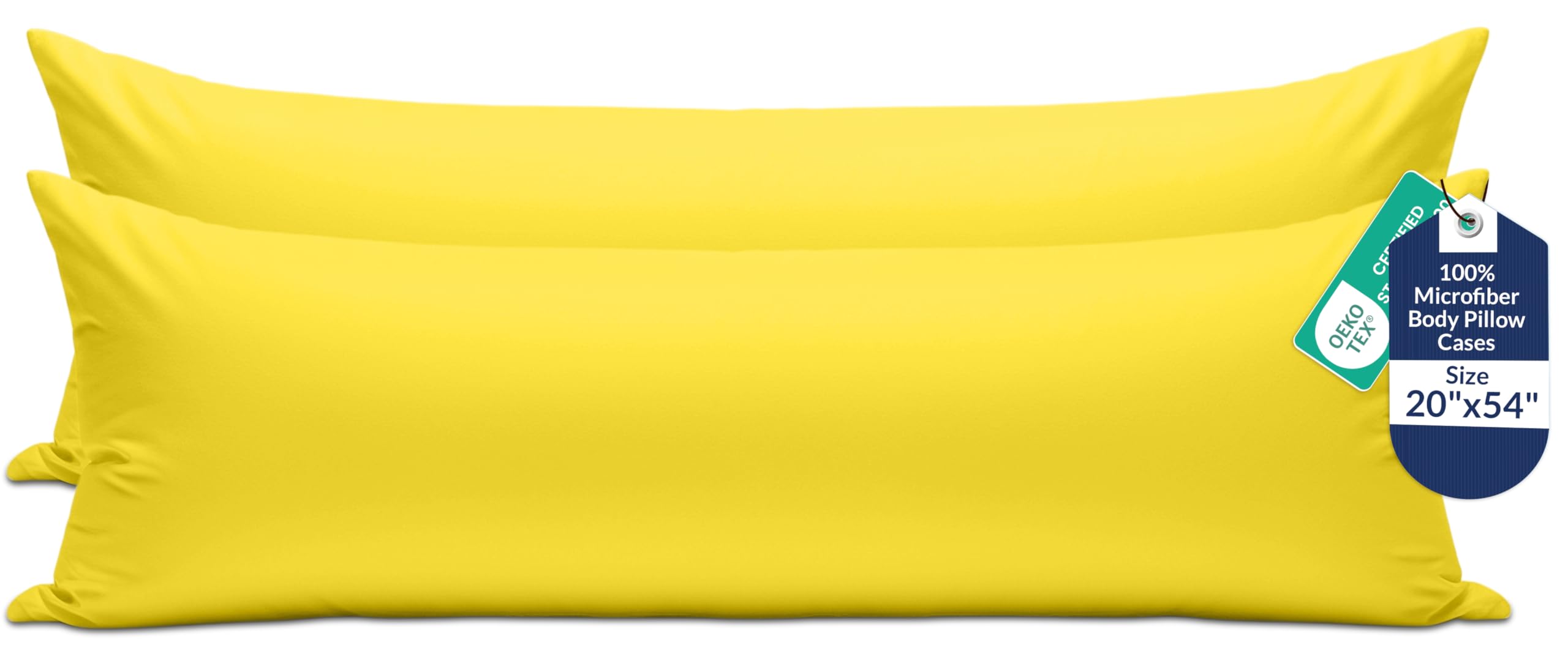 ROYALE LINENS Microfiber Body Pillow Cover with Zipper, 20x54 Inches-Yellow