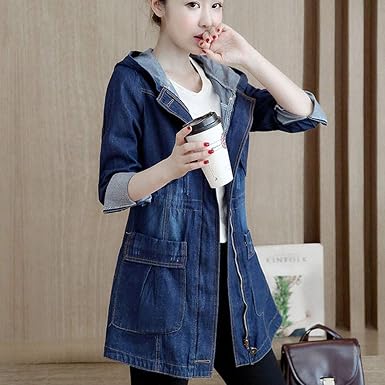 YHXMG Chaqueta De Mujer Mujeres Denim Slim Coat Jean Chaquetas Largas con  Sombrero para Mujeres Chaqueta Larga Damas Abrigos Cuello Turn-Down, como  Pic, XXXL : Amazon.es: Ropa