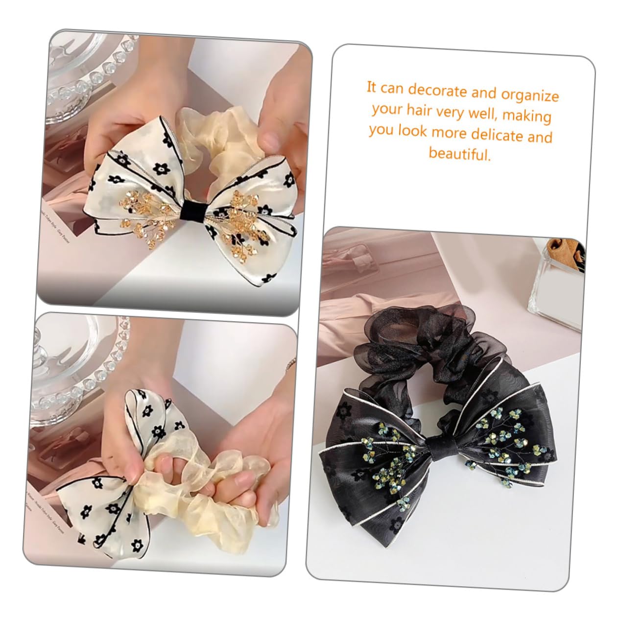 Didiseaon 2 Juegos De Coleteros Elegantes Para Niñas Con Lazo Y Lazo De Satén Para El Pelo Decoración Para Mujeres Y Niñas (2 Unidades)