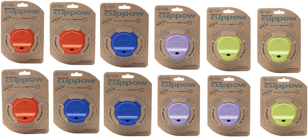 Cuppow Regular Mouth, Drinking Lids - Mixed Case of 3 Coral, 3 Lavender, 3 Denim, 3 Chartreuse