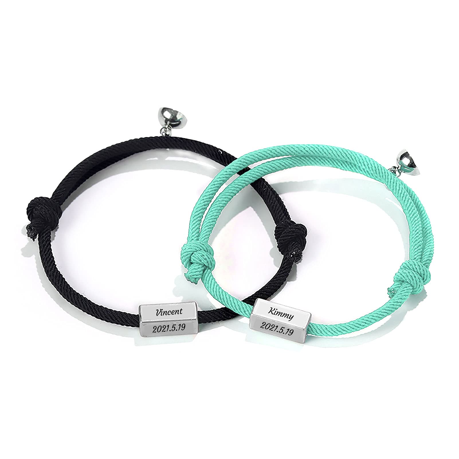 BAUMA Magnetic Couple Bracelet Set，Mutual Attraction Relationship Couples Bracelets for Him and Her Friendship Rope Bracelet Gift for Women Men Boyfriend BFF Best Friends (Style-11)