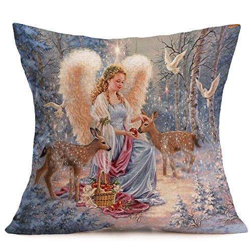 Beodole Christmas Cartoon Printing Super Luxury Soft Non-Toxic Removable and Washable Square linen Fashion Pillow Cases Pillow Cases Sofa Cushion Cover Home Decor Pillow Case18 x18 (E)