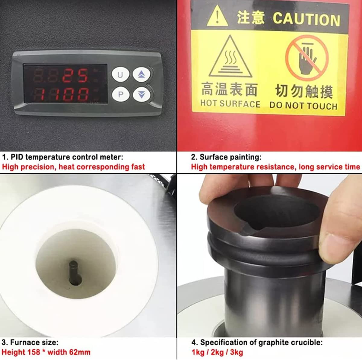 Eléctrico Horno De Fundición De Oro Horno De Fundición, 2102°F Digital De Horno De Fundición De La Máquina, Para El Oro, La Plata Y Estaño Aluminio Refinación - Eléctrico Horno De Fundición Con Pinza