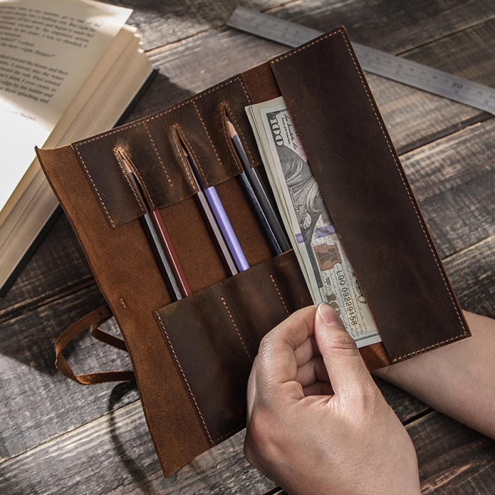 Piórnik Przechowywanie Ołówków Pudełko Na Artykuły Biuroweoryginalna Skóra Retro Luksusowe Ołówek Przypadki Rolki Pióro Torba Do Przechowywania Wouch Do Papiernicze School Supplies Makeup Kosmetyki To