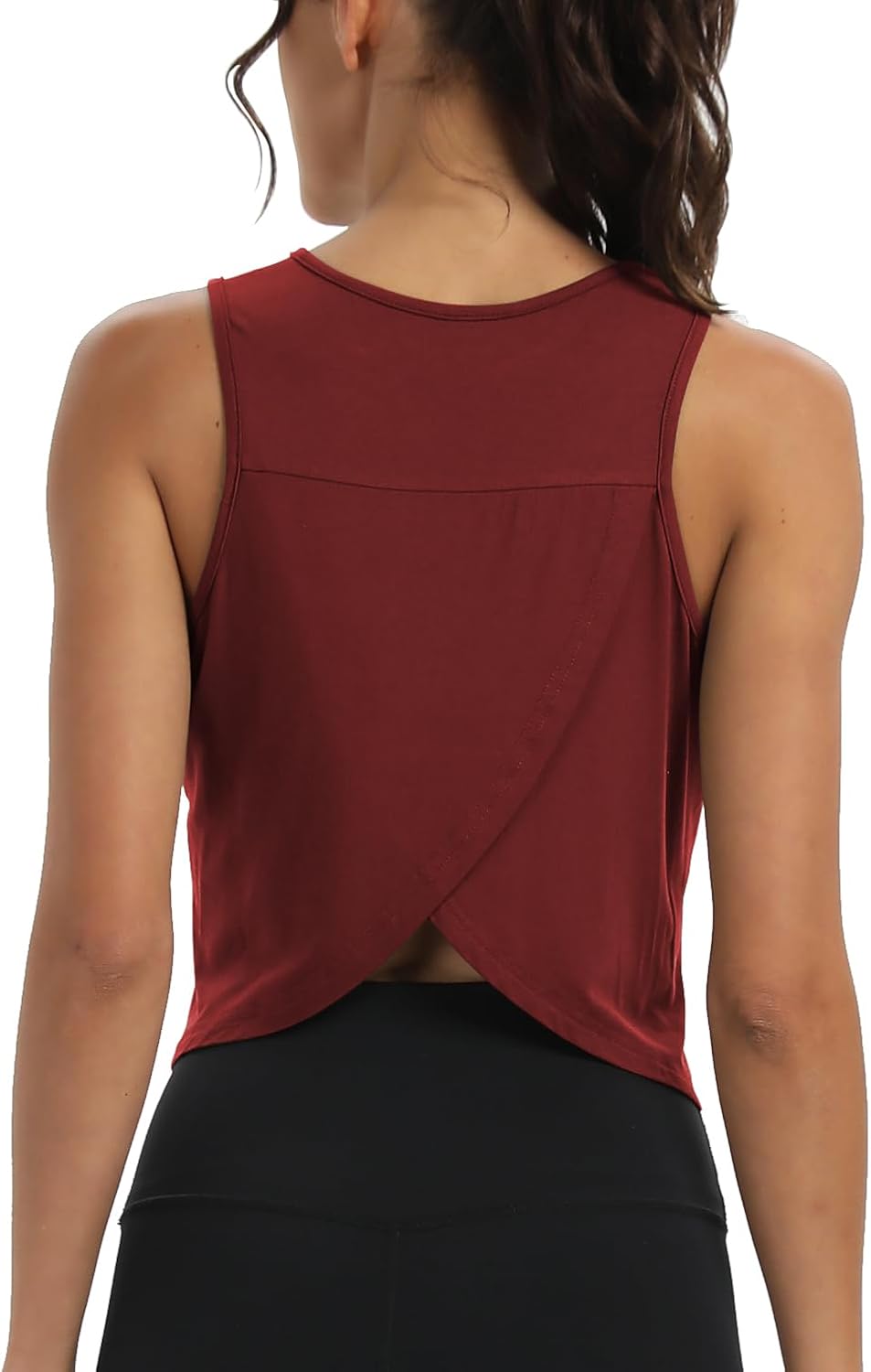 Mippo Workout Tops for Women Cropped Open Back Sleeveless Tank Tops Athletic Gym Yoga Shirts Loose Fit