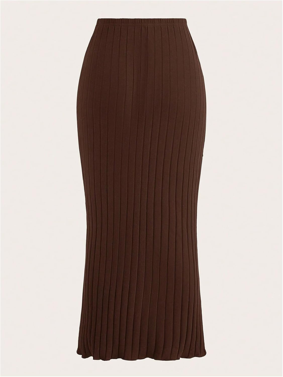 SHENHE Women's High Waist Elastic Stretch Ribbed Knit Bodycon Maxi Skirt Elegant Fishtail Skirt - Image 2