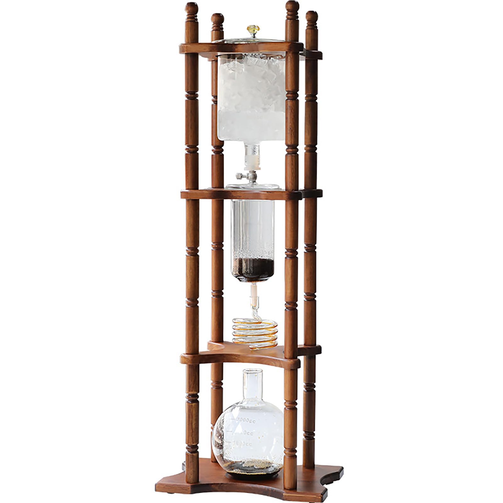 Cold Brew Drip Tower Iced Coffee Maker 2500 ml/84,54 oz - Popraw swoje przygotowanie w biurze dzięki szklanemu pojemnikowi w stylu pionowym - brązowy(brązowy)