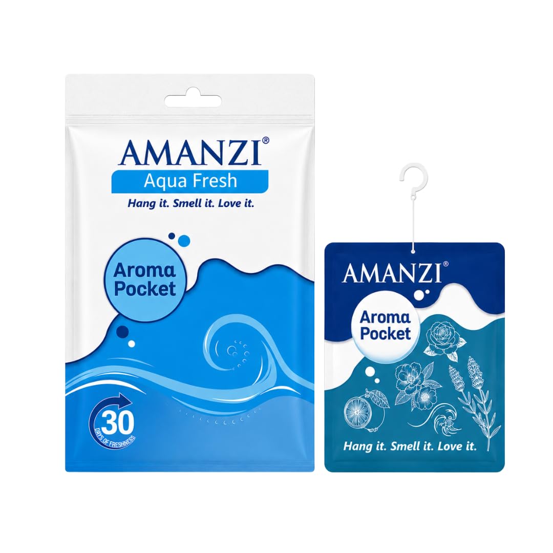 AMANZI Aroma Pocket Hanging Air Freshener for Car, Bathroom & Wardrobe – Long Lasting Fragrance & Odour Eliminator, Up to 30 Days Freshness, 1 Pack (Aqua Fresh)-image-40