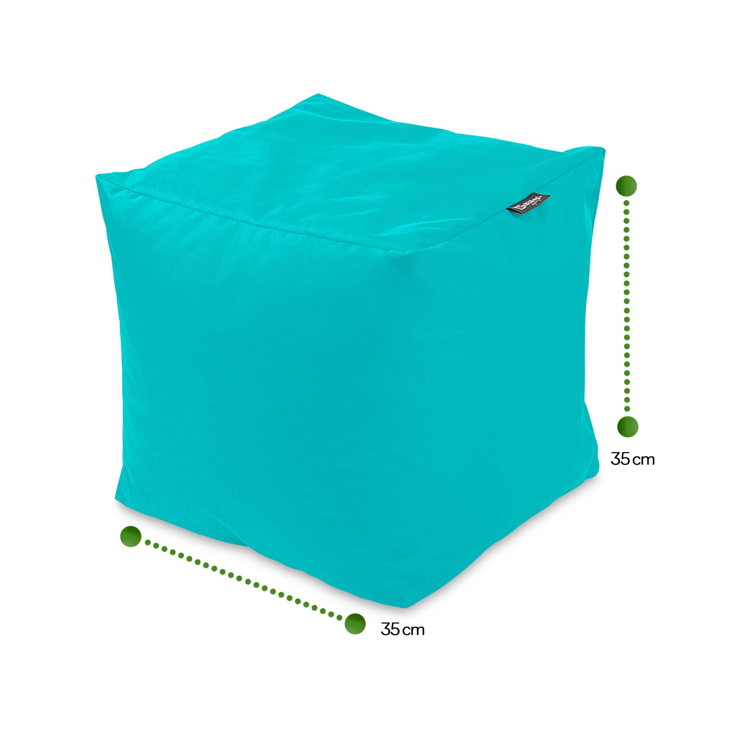 Premium 2-in-1 Sitzsack mit Füllung | Fußhocker | für Kinder & Erwachsene | Outdoor & Indoor | Sitzkissen | Bodenkissen | Wasser- & schmutzabweisend + Sitzpouf 35x35x35cm (Türkis, 145 CM + Sitzspouf)