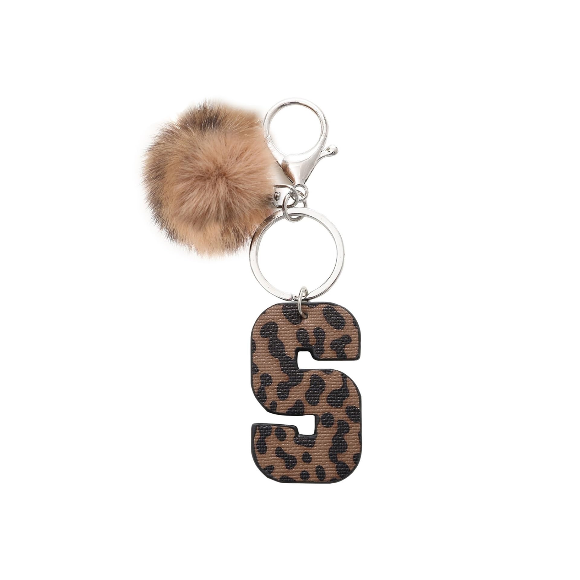 Uthdlm Unisex S Leopard Print Letter Keychain, Car Key Ring, Trendy Pendant Charm, Novelty Mall Accessory, Gift For Women, Uitable For Diy/Keys/Wallet/Backpack/Shoulder Bag/Camera Bag(S)