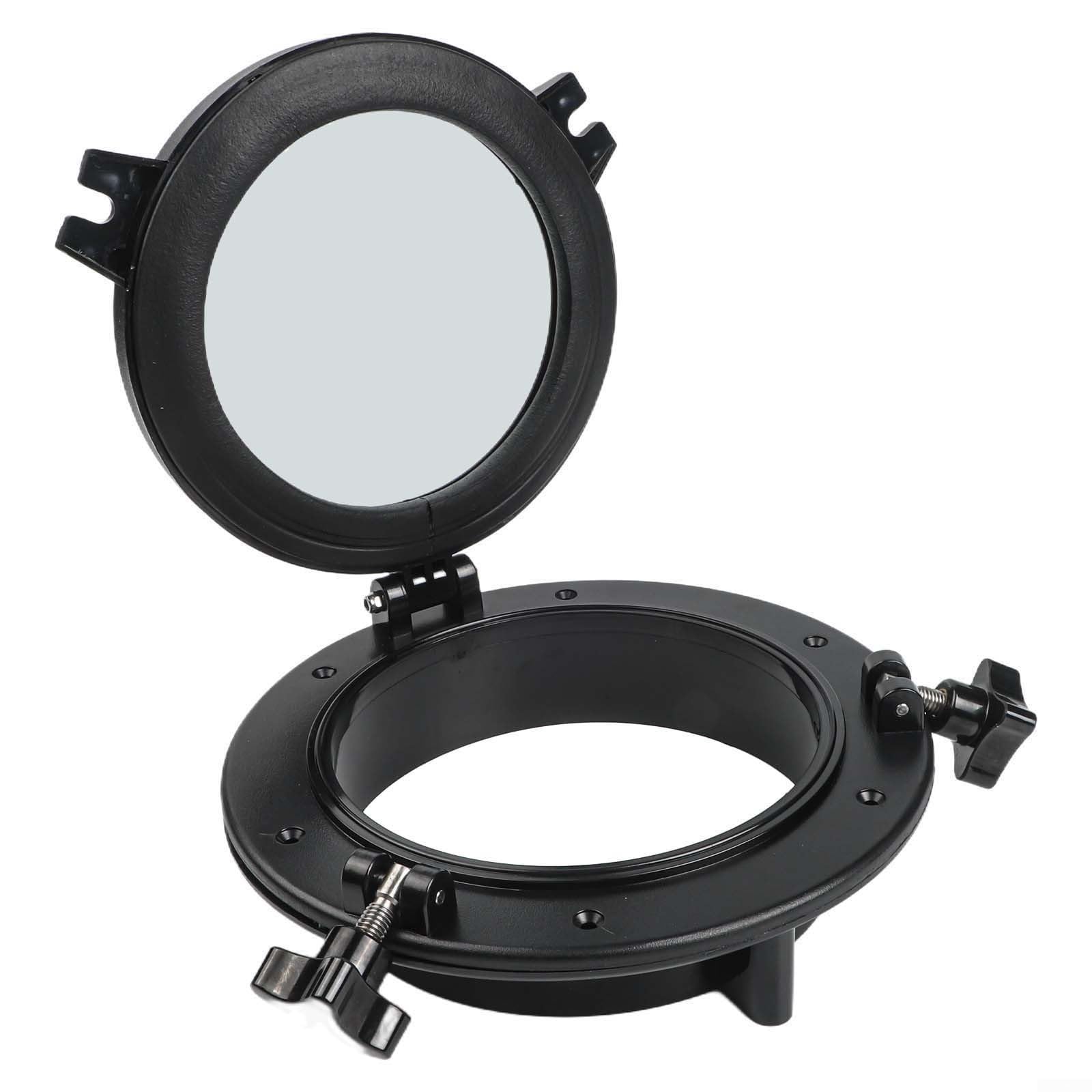 Hublot à ouverture ronde de 216/265 mm pour utilisation marine et camping-car avec verre trempé, ABS résistant aux UV et matériel en acier inoxydable de haute qualité (216 mm)