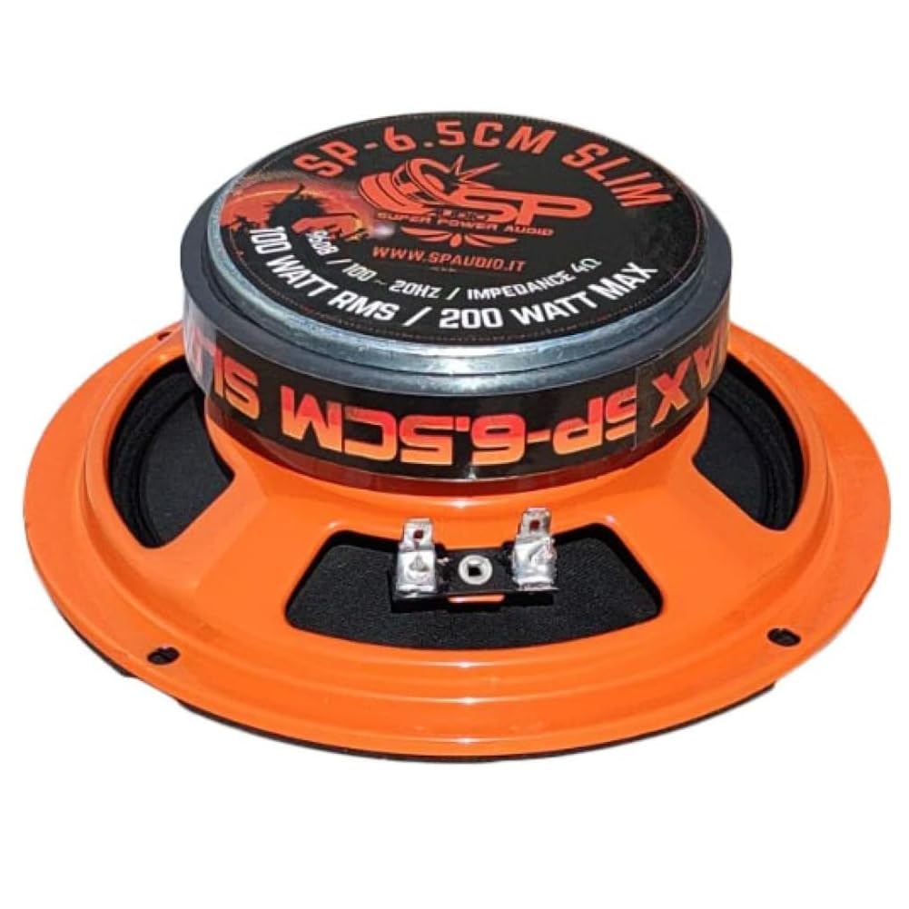 KIT SET PER SP AUDIO SP6.5CM-SLIM 2 midrange altoparlanti da 16,5 cm 165 mm 6.5" di diametro, 100 watt rms 200 watt max, impedenza 4 ohm, 96 db spl, a coppia + accessori omaggio