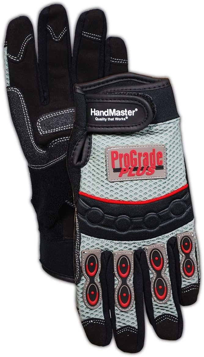 MAGID MECH107M Hand Master Mechanics Gloves with PVC Palm, 2XL, Black, Medium