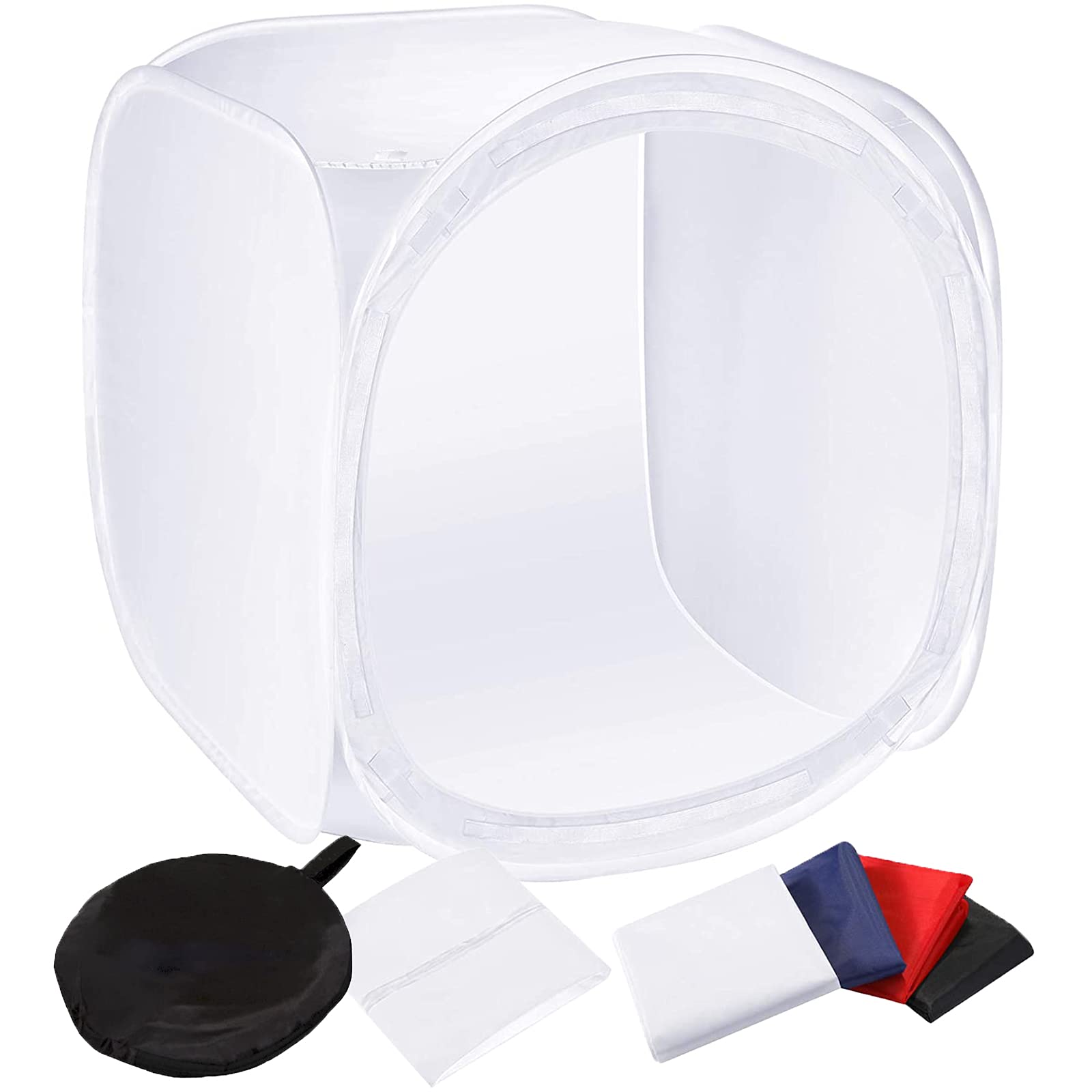 Boîte à Lumière 90x90x90cm Photo Studio Portable, Tente de Shooting Pliable avec 4 Couleurs Toiles de Fond