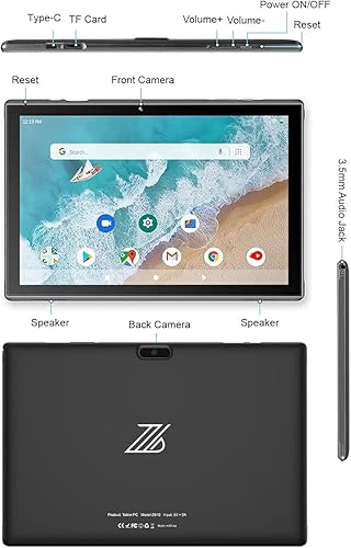 Miniatura 7 de Tablet PC Android, pantalla táctil de 10.1 pulgadas, procesador de cuatro núcleos, 32 GB ROM 2MP+8MP cámara dual, WiFi Bluetooth, expansión de 512