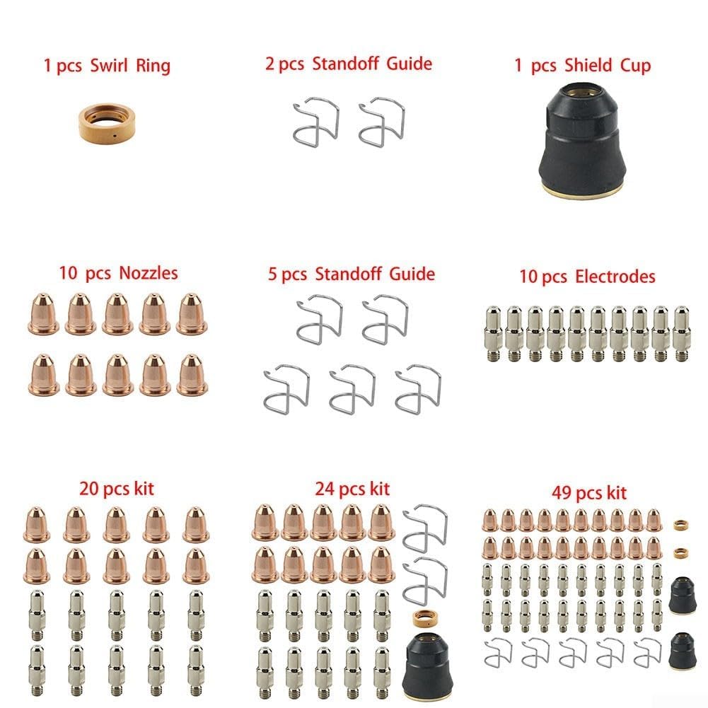 Materiały eksploatacyjne do palników do cięcia pla Zestawy części palnika do cięcia plazmowego urządzeń Chicago Electric 95136 i Razorweld CUT 45(24pcs kit)
