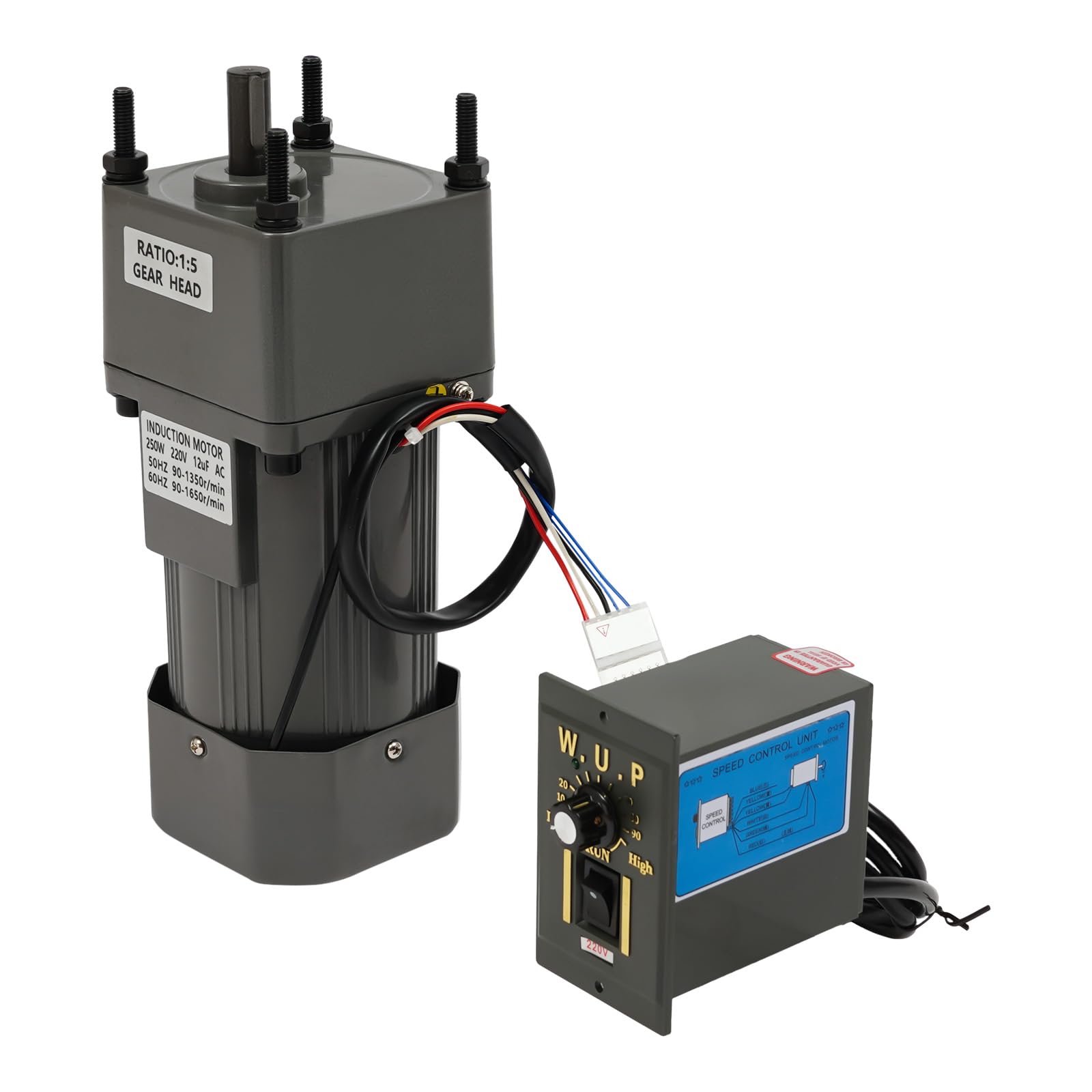 Motor de engranajes 250 W 220 V ajustable con soporte, reductor y regulador de velocidad, motor ajustable de engranaje, motor de engranaje para líneas de montaje, dispositivos inteligentes, máquinas