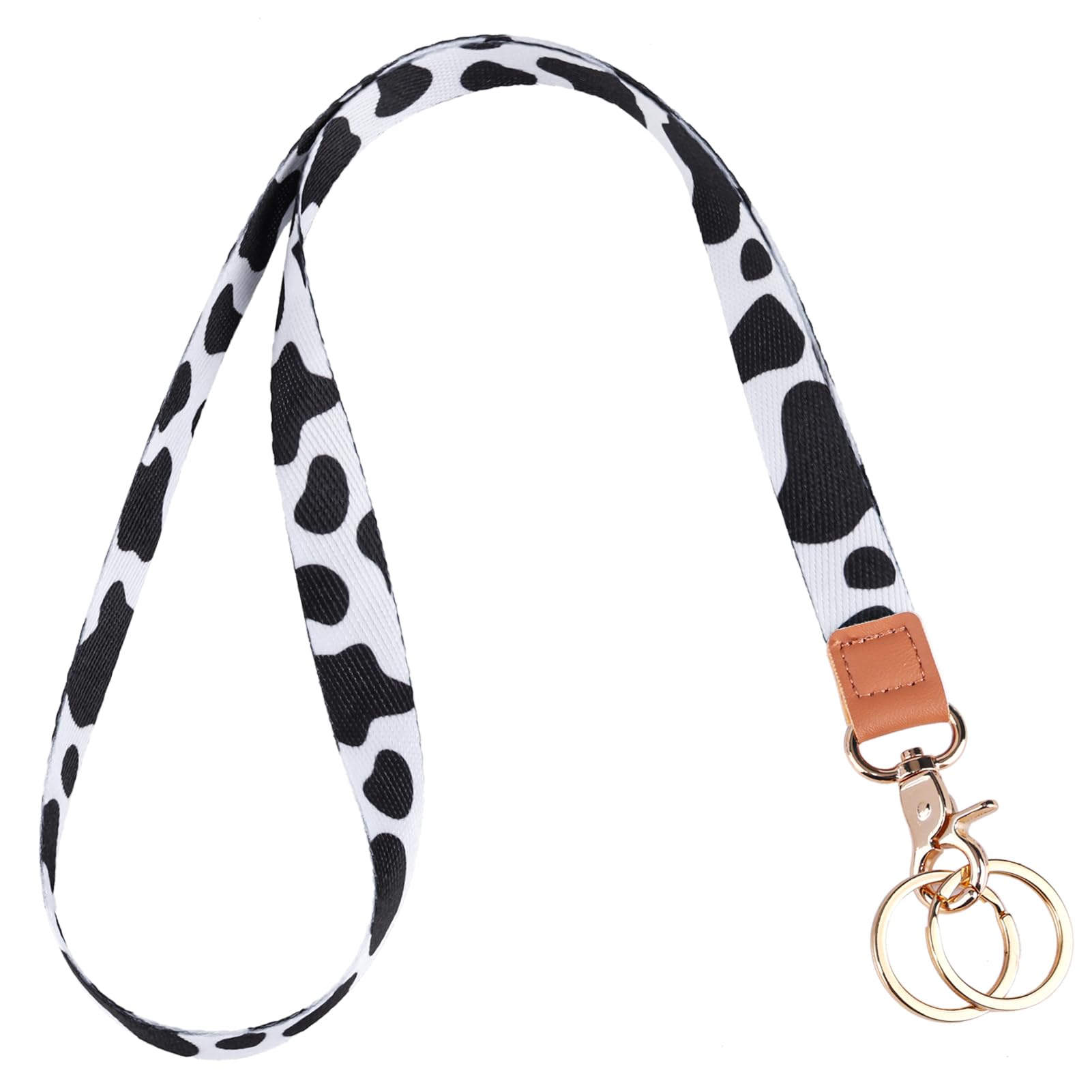 Knagsfa Badge Lanyards Neck Strap Leather with Dual Keyrings Metal Hook for ID Badges Keys, Long Cute Lanyard Keychain