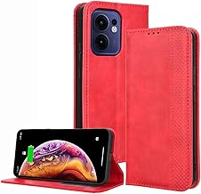 PEIYE Cover per Oppo Reno 13F (4G/5G), Custodia Libro Flip in PU Pelle Portafoglio, Case Antiurto Soft con Porta Carte e Chiusura Magnetica, Funzione Stand - rosso