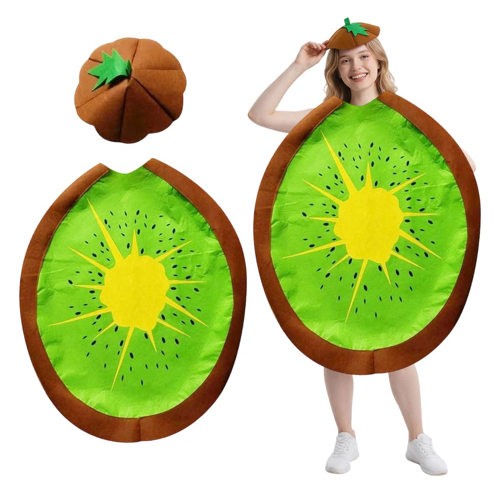 JynxtoyZeal Adult Fruit Costume Outfit, Unisex Adult Fruit Costume Bundle,Fun Fruit Cosplay Outfit With Headwear, Dresses for Themed Parties