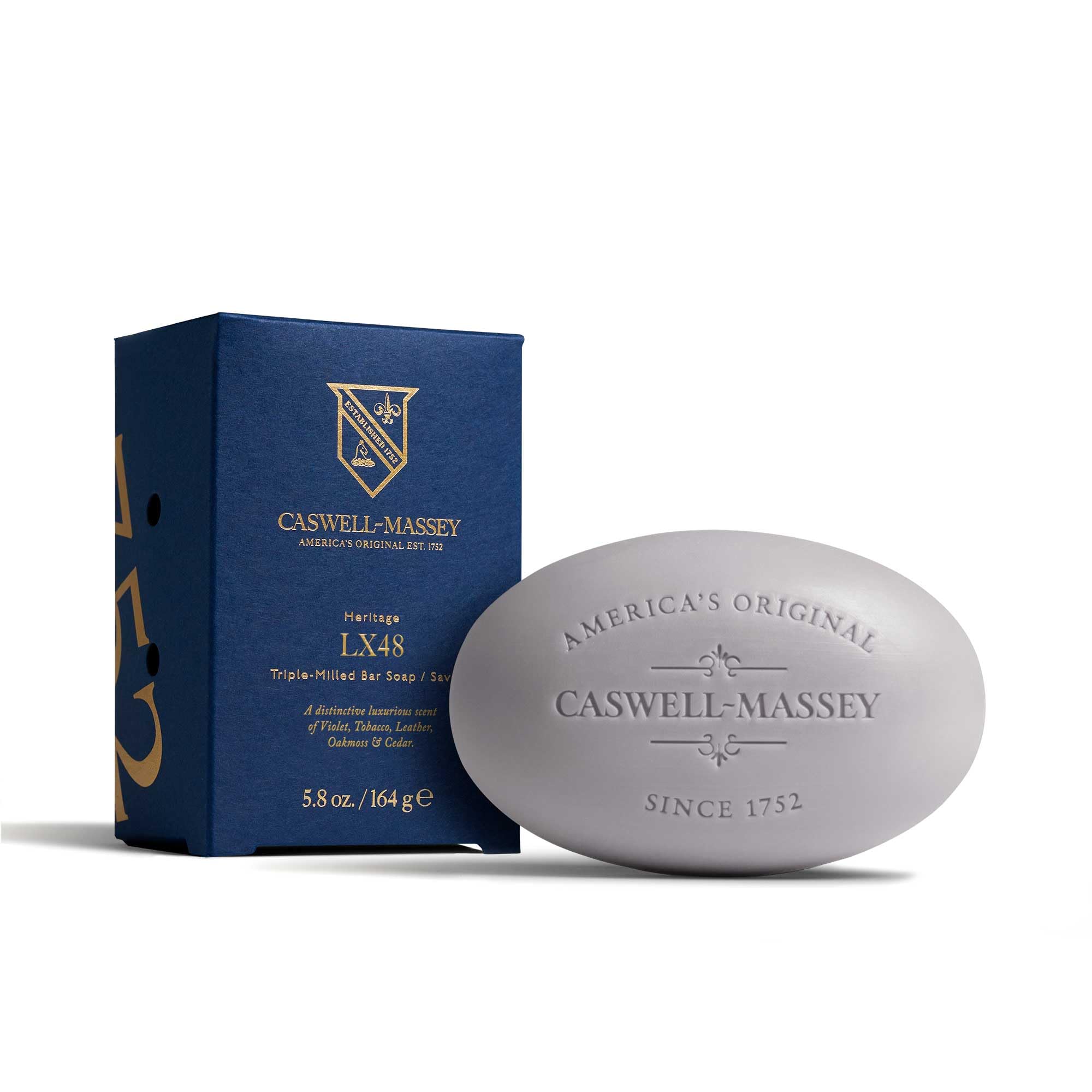 Caswell-Massey LX48 Natural Bar Soap for Men, Moisturizing Body Soap Bar for All Skin Types, Made with Essential Oils & Plant-Based Formula for Soft