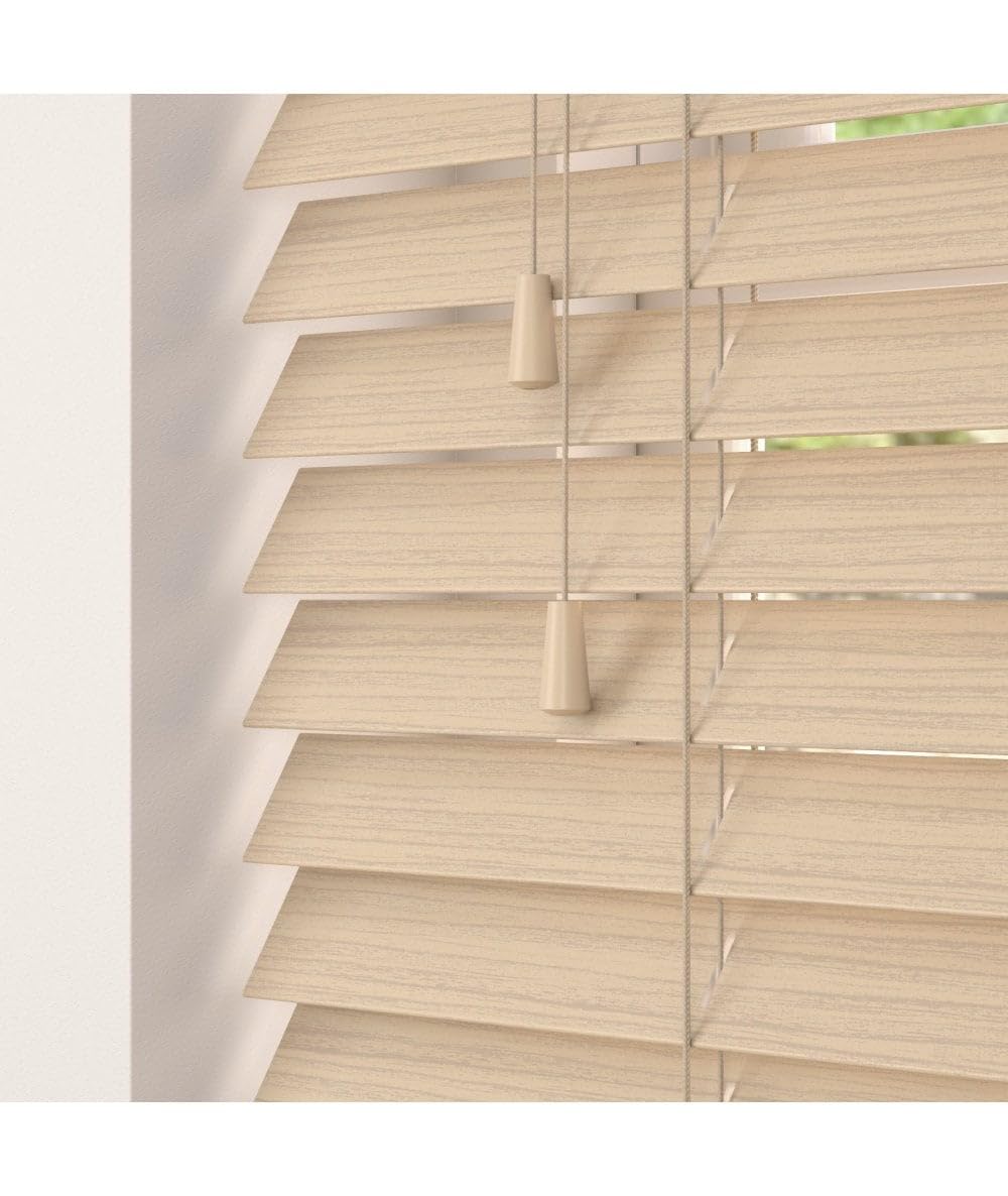 Fine Grain Faux Wood Venetian Blinds With Strings 120Cm Drop X 190Cm Width Natural Oak from B&Q