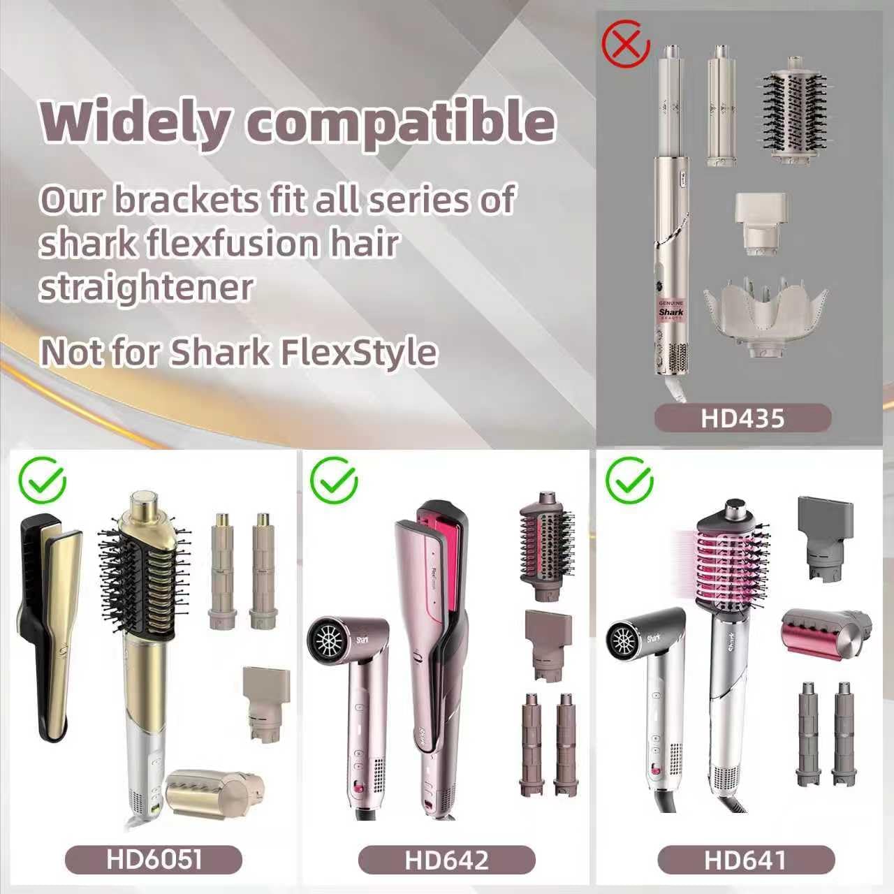 Acrylic Wall Mount Holder for Shark FlexFusion/Glam Ceramic, Flexfusion Organizer for Shark HD641 HD642 HD6051, Flex Fusion with Cord Hanger Accessories Curlers Brushes Diffuser Attachments