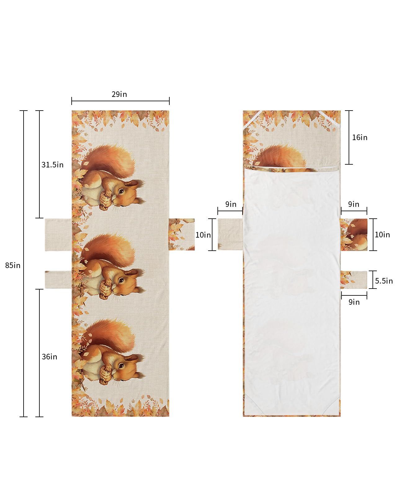 Thanksgiving Squirrel, Beach Lounge Chair Towel Cover, Soft Chaise Lounge Towel with Side Pockets Patio Pool Chairs Cover for Beach/Pool Sunbathing 29x85 Farmhouse Retro Fall Maple Leaves