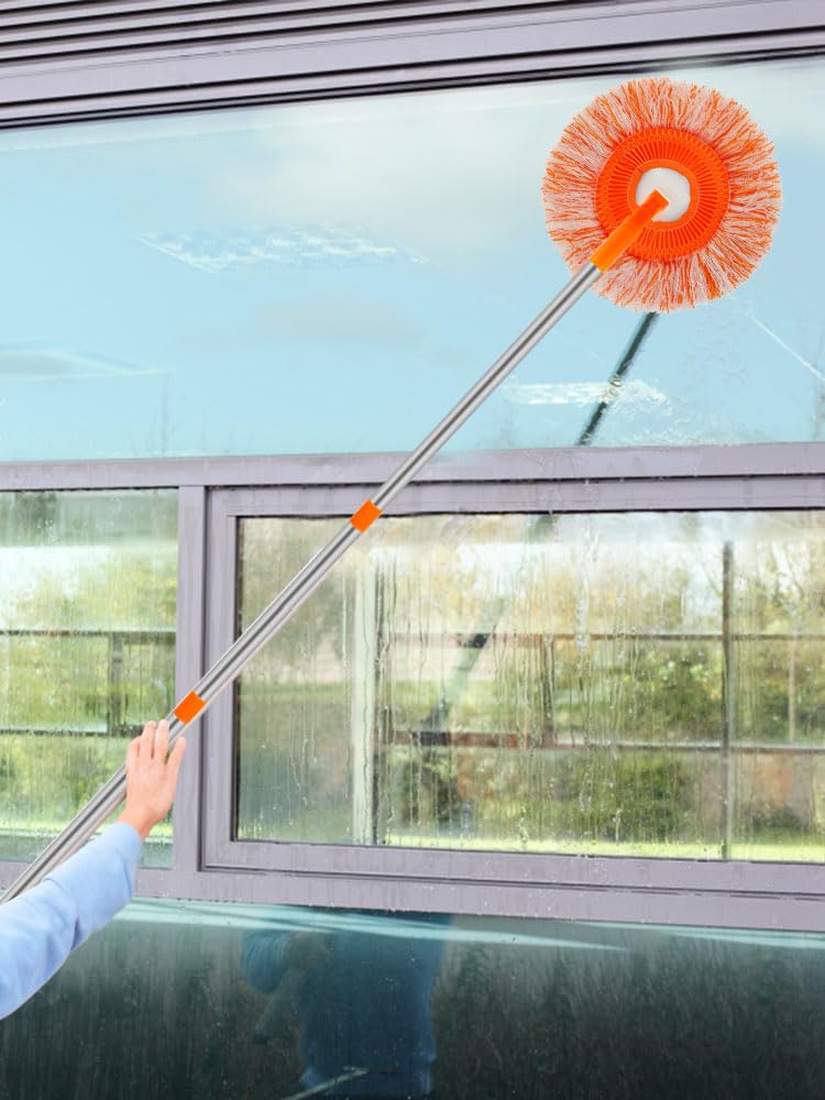 Mopa limpiadora de paredes con paño de microfibra superabsorbente, mango de acero inoxidable, para azulejos, vidrio, ventana, techo, pared, suelo, superficies de plástico