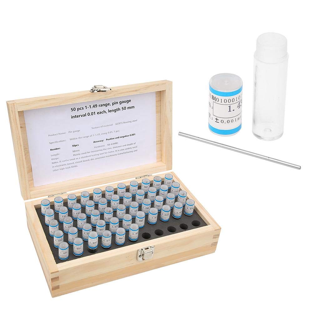 Calibro Pin Spina 1-1.49mm 0.001mm Set 50pcs Strumento di Precisione in Acciaio per Stampi Elettronici