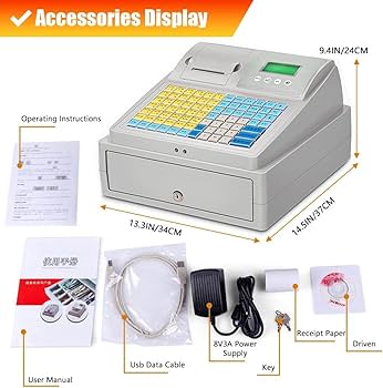 Amazon | 電子レジ、POSシステムレジ、8個のデジタルLED商業レジ