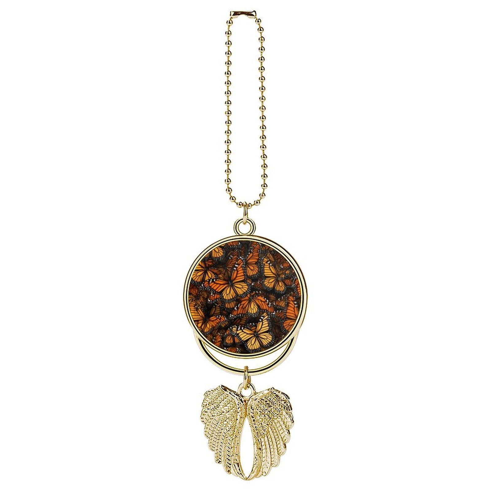 Heaps of Orange Monarch Butterflies Car Pendant Personalized Car Hanging Ornament Auto Rear View Mirror Hanging Decoration Accessories Metal Cars Interior Ornament for Most Cars Truck SUV