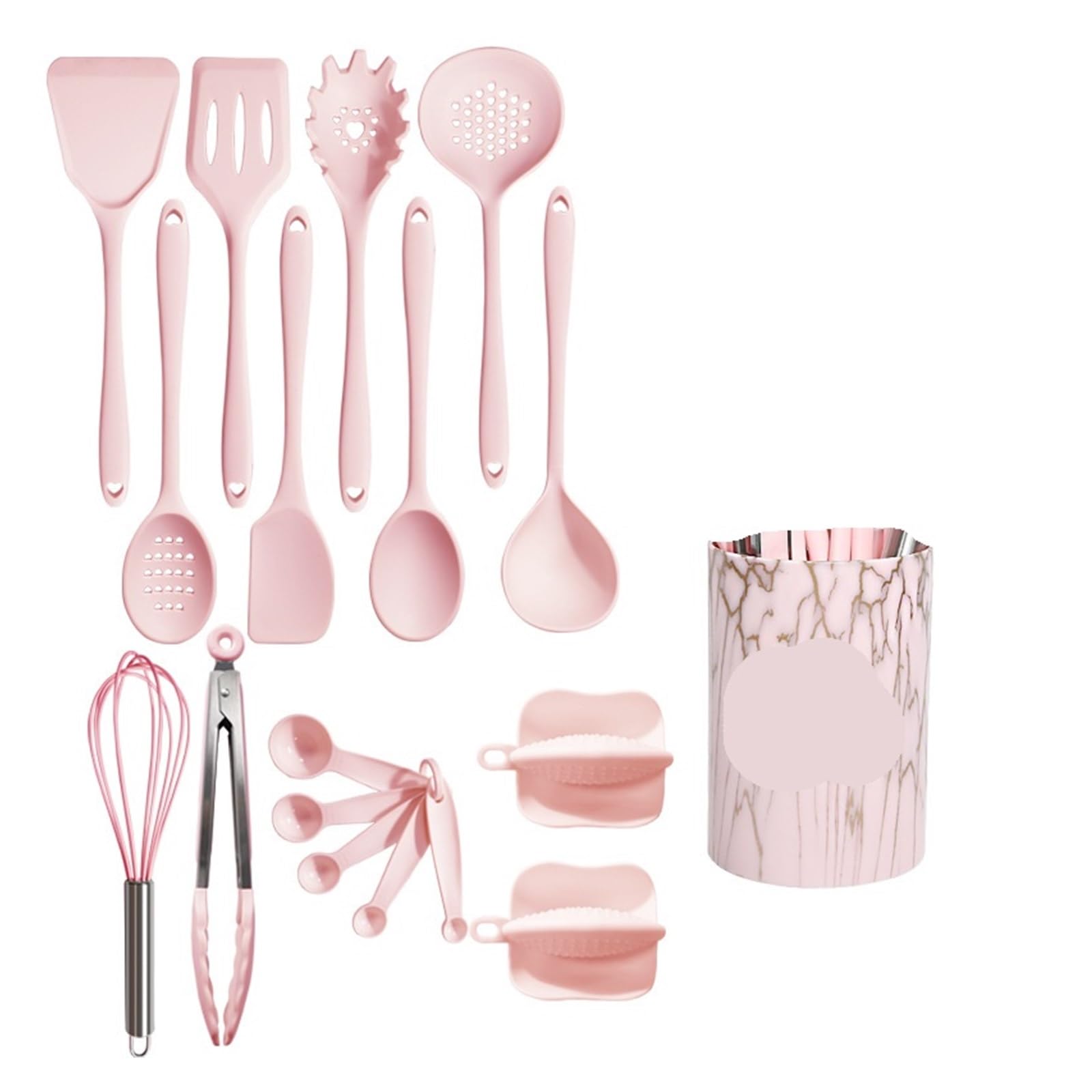 Set di utensili da cucina in silicone, 18 pezzi, spatola, cucchiaio dosatore, pratici strumenti da cucina per la cucina di casa
