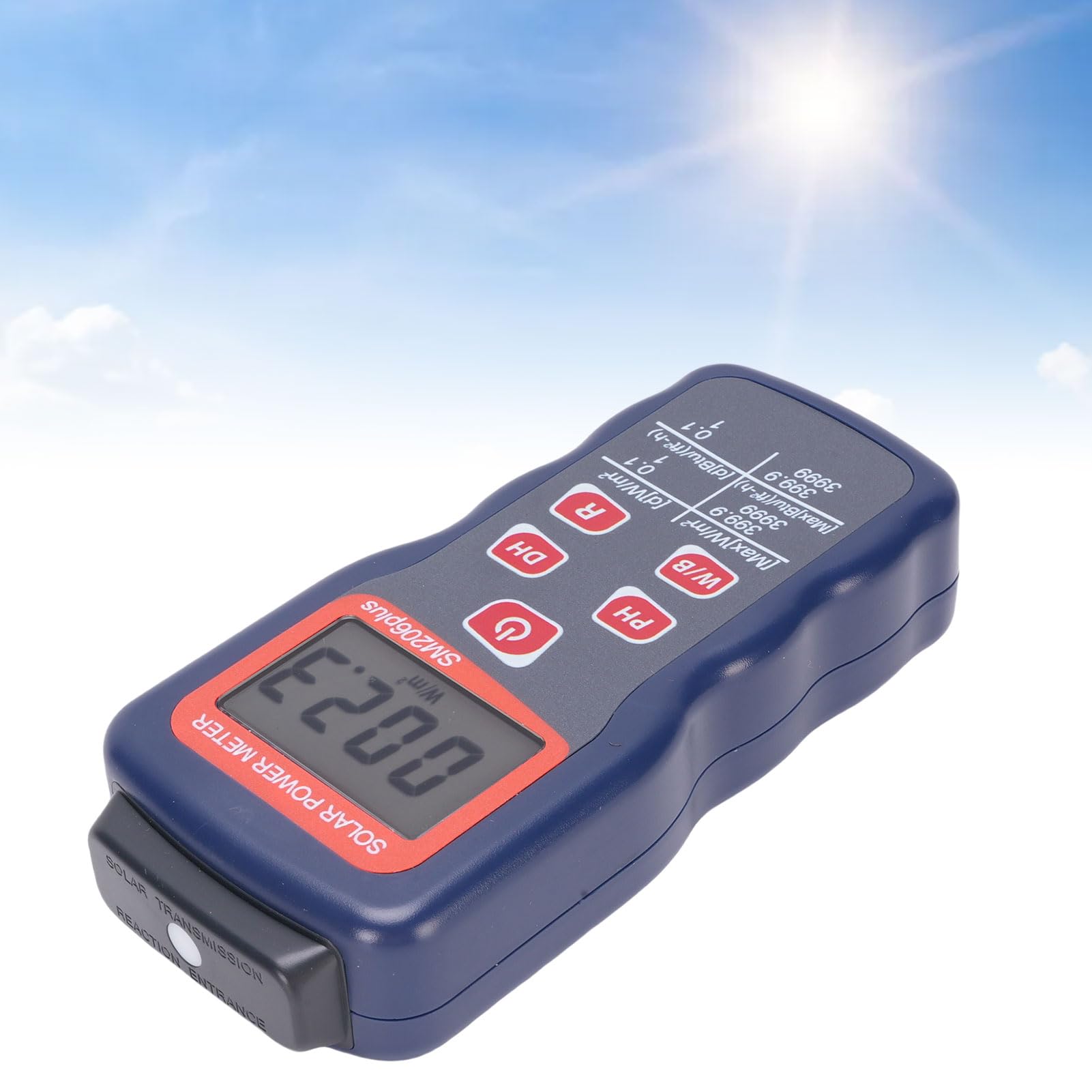 Jeffergarden Tester Digitale di Energia Solare, Misuratore di Energia Solare con Misurazione Accurata per Ricerca, Uso Sul Campo, Display a Doppia unità