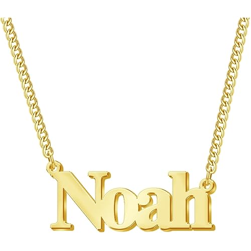 Novgarden Name Necklace Personalized, 18K Gold Plated Custom Name Necklace Nameplate Pendant Jewelry Gift for Women, Girls
