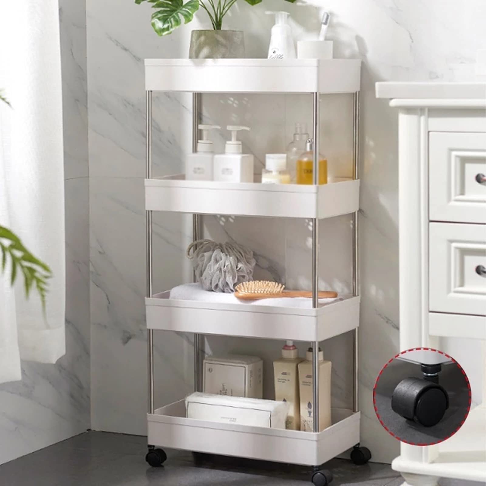 Multifunción Estantería De Almacenaje con Ruedas, Estante De Almacenamiento Ahorra Espacio, Estanterías para Baño, Cocina, Cocina