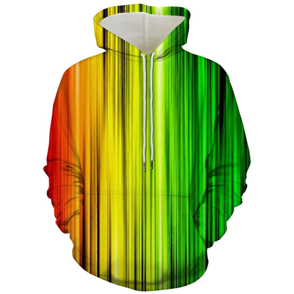 Hgfhgd Rainbow Fluorescent Color 3d Printing Hoodie Jacket Hoodie