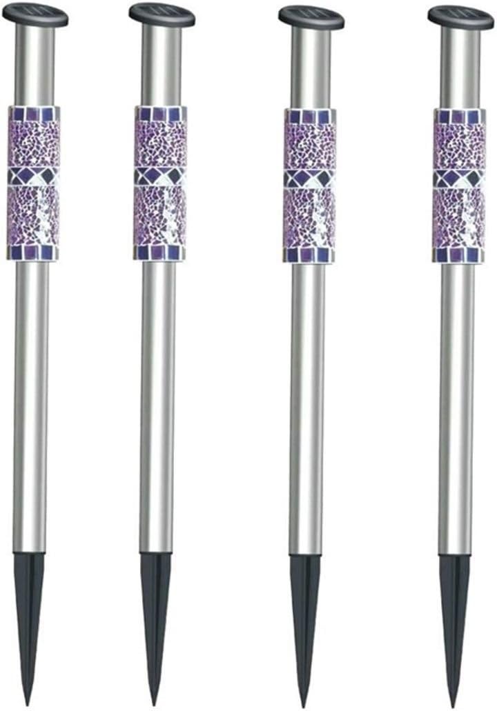 Set of 4 Lights , Solar Mosaic Purple Multi-color Path LED Light , Colorful Garden Decor Stake Lawn Outdoor Landscape Lamp