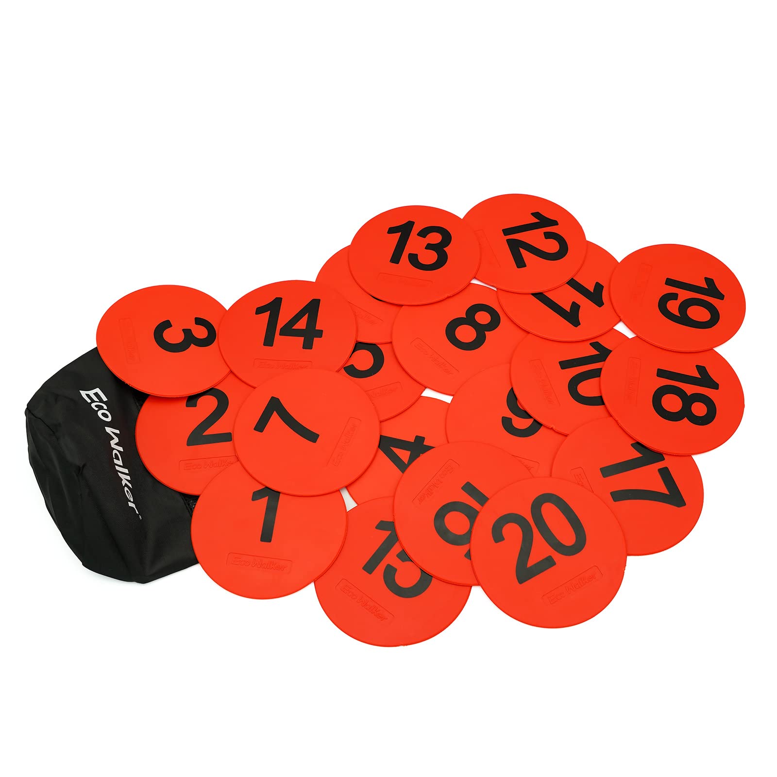Eco Walker 4inch Mini Floor Spot Markers for Classroom Preschool and Kindergarten (Set of 20pcs) (Red number 1-20) — image 1