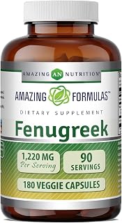 Amazing Formulas Fenugreek Seed 1220 Mg 180 Veggie Capsules Supplement | Non-GMO | Gluten Free | Made in USA | Suitable for Vegetarians
