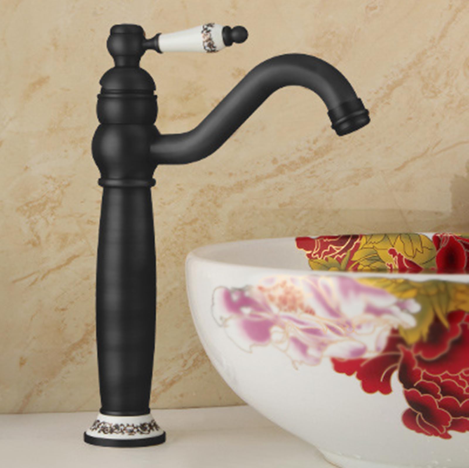 Retro Badezimmer-Waschtischarmatur Hoch Schwarz Retro, Badezimmer-Waschtischarmatur Einloch-Messing, Badezimmer-Waschtischarmatur Einloch für Badezimmer, Schwarz Retro Chaser of Light