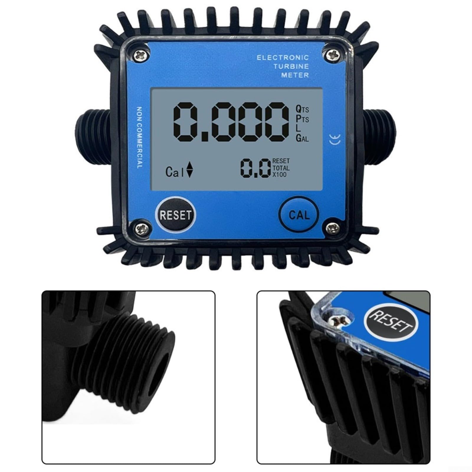 Medidor digital de flujo de engranajes 1-20L/min ±1% de precisión Pantalla LCD, para monitoreo de productos químicos de metanol diésel en sistemas industriales azul (0.1-7L-min)