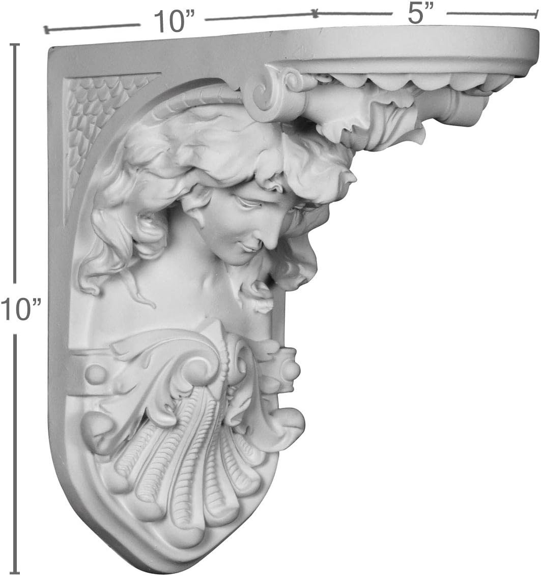 Endurathane Hestia Corbel, 5"W x 10"D x 10"H, Factory Primed