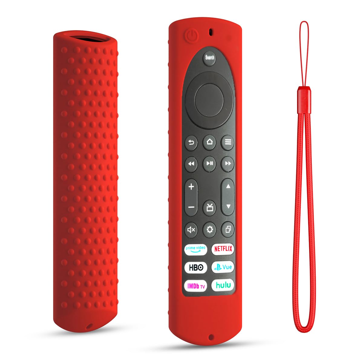 Funda de silicona de 6.2 pulgadas compatible con Fire TV Stick 4K Max Toshiba/Insignia Smart TV Remote Voice Remote (incluye Insignia Smart TVs/Toshiba FireTV con 6 botones de acceso directo) (rojo)